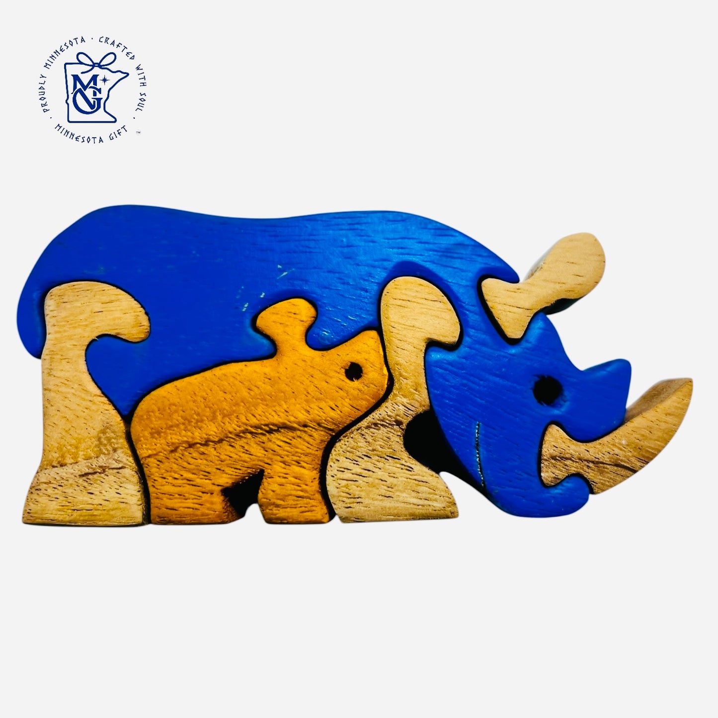 RHINO FAMILY - Wooden Animal Puzzle Toy for Kids