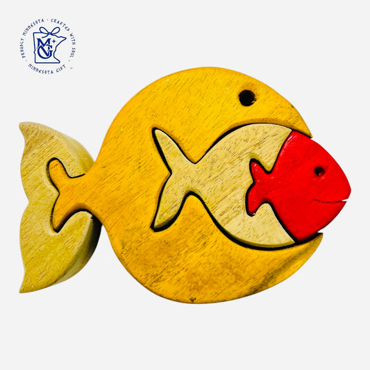 FISH FAMILY - Wooden Animal Puzzle Toy for Kids