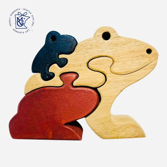 FROG FAMILY - Wooden Animal Puzzle Toy for Kids