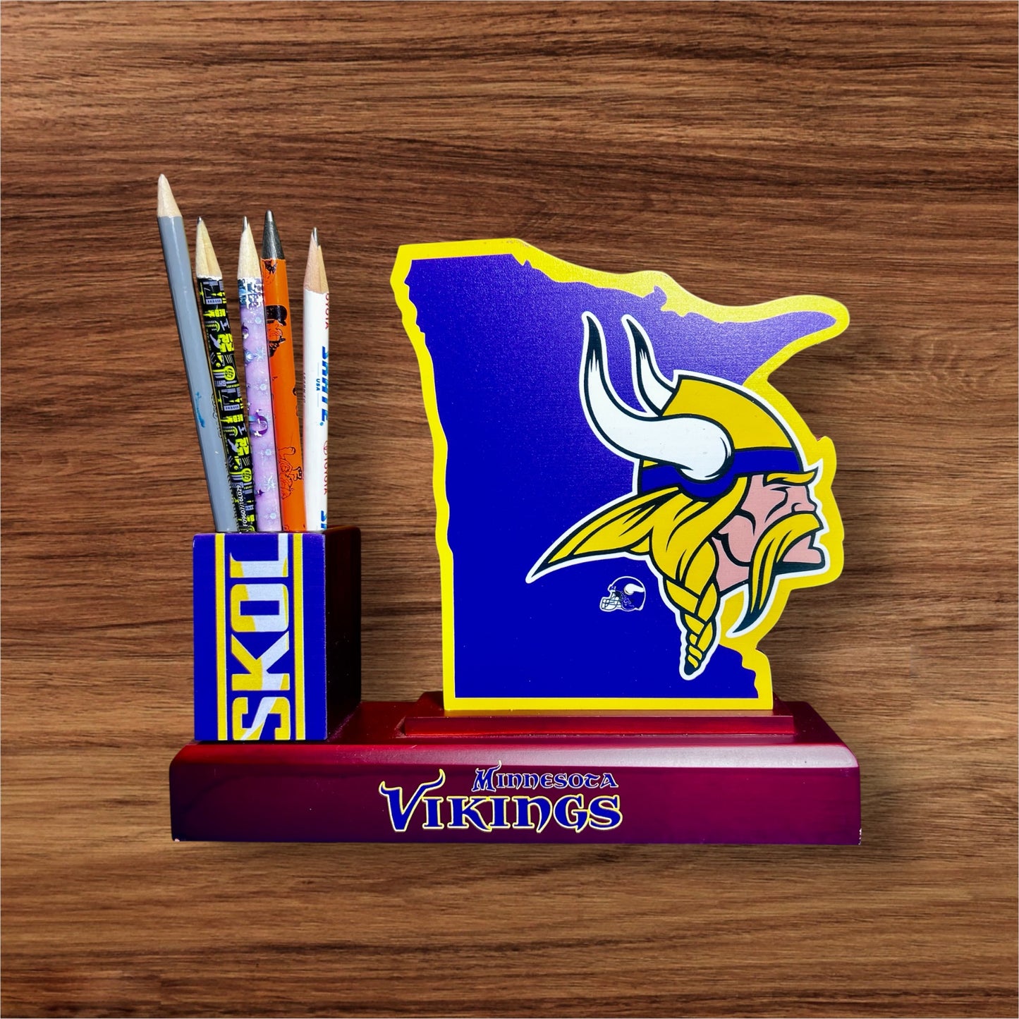 Viking Warrior Wood Pen Stand