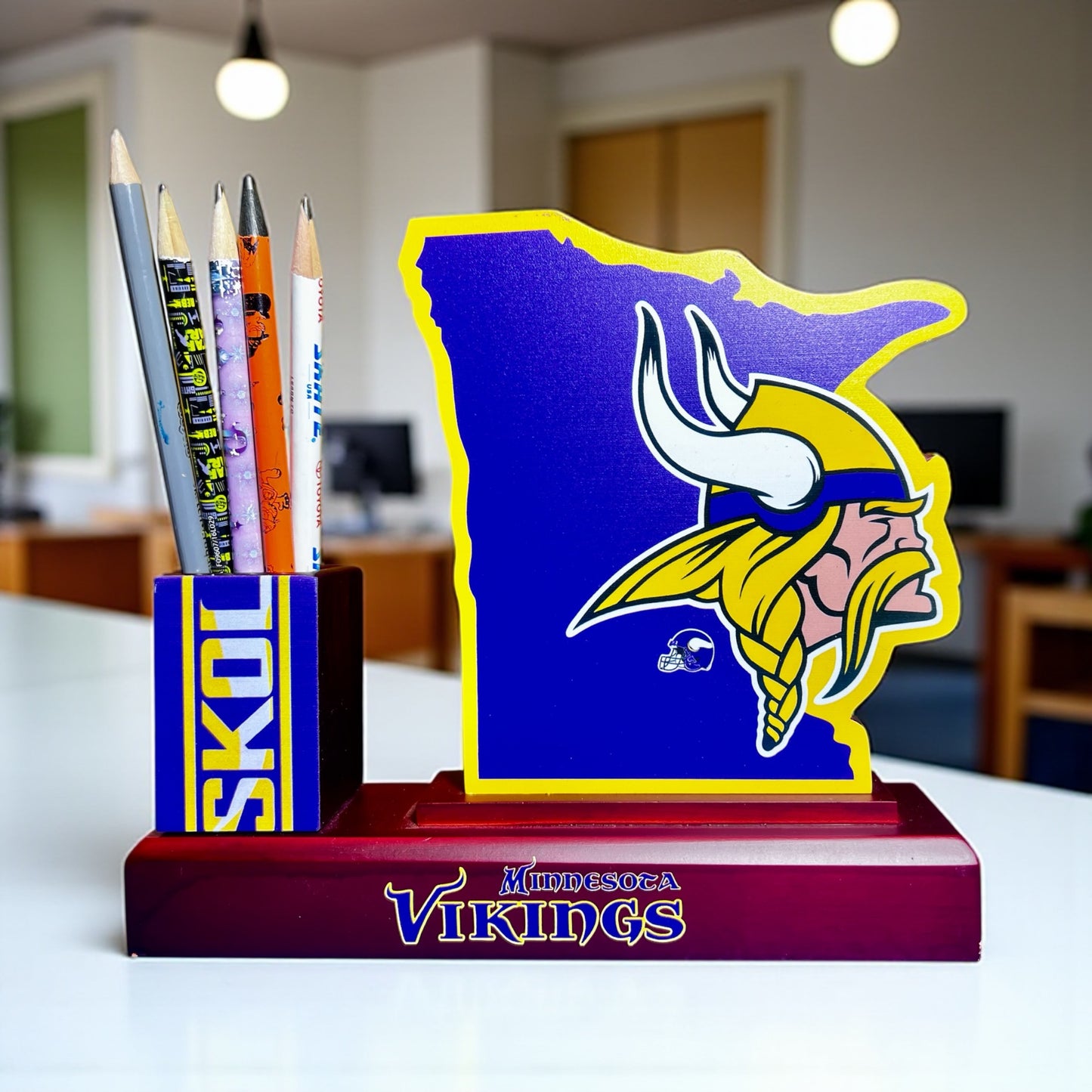 Viking Warrior Wood Pen Stand