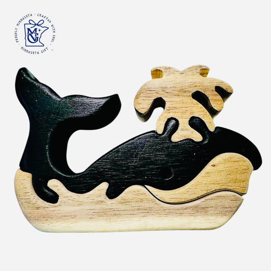 WHALE - Wooden Animal Puzzle Toy for Kids